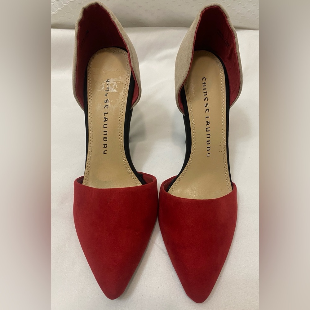 Chinese Laundry Red and Cream Heels, Size 7.5 - Picture 2 of 8